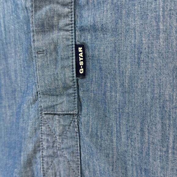 G Star Raw Baseball Scoop Hem Dress Womens XS Dark Blue Denim Chambray Relaxed - Picture 13 of 16